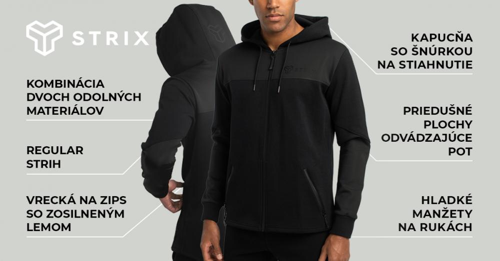 Mikina Essential Zip Up Hoodie Black - STRIX