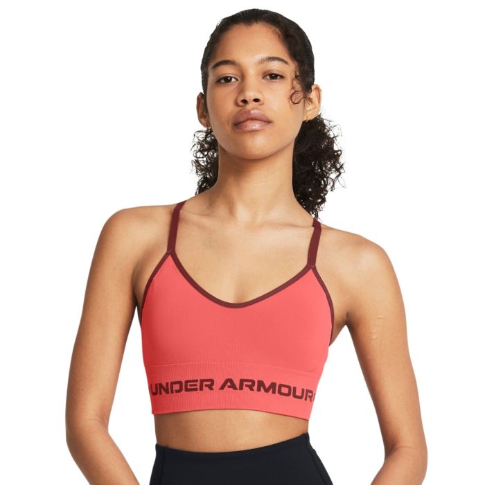 Seamless Low Long Sports Bra Pink -  Under Armour