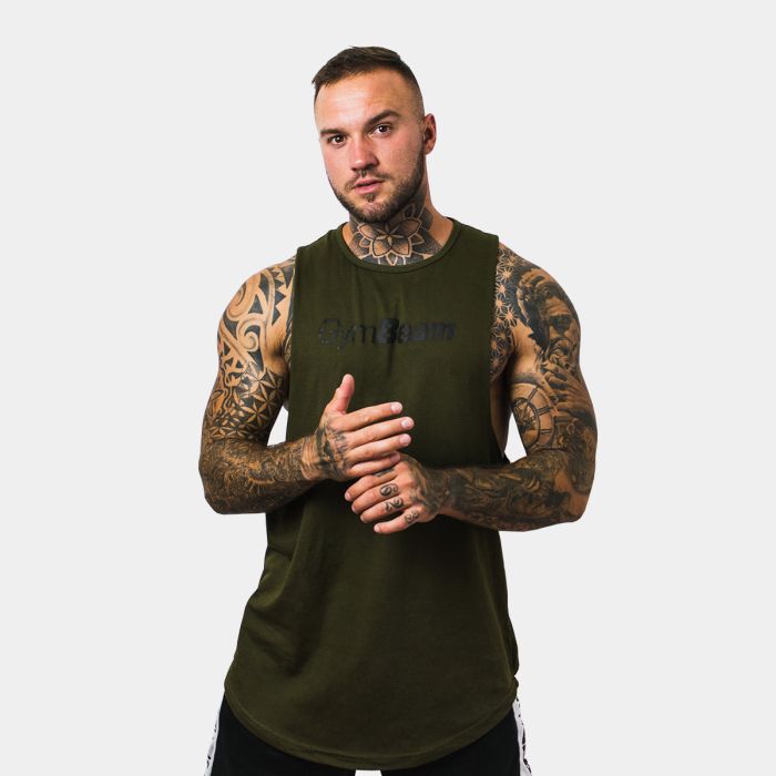 Moška majica brez rokavov Cut Off Military Green - GymBeam