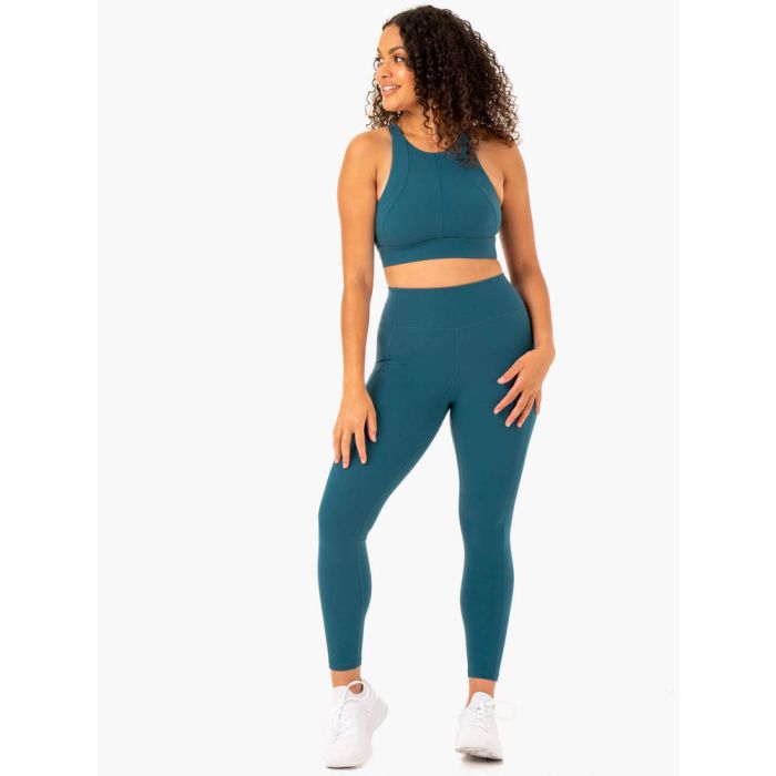 Ženske tajice s džepovima Reset High Waisted Teal - Ryderwear