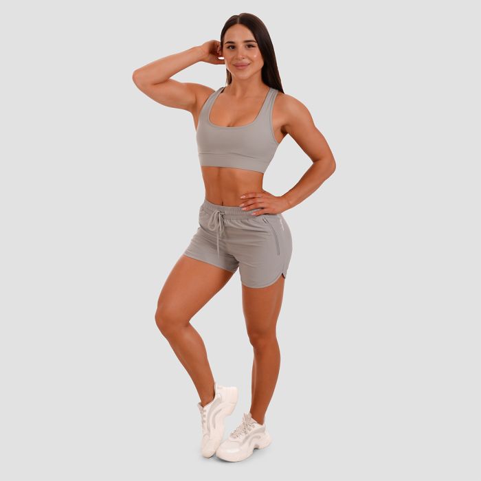 Mesh Panel Sports Bra Grey - GymBeam