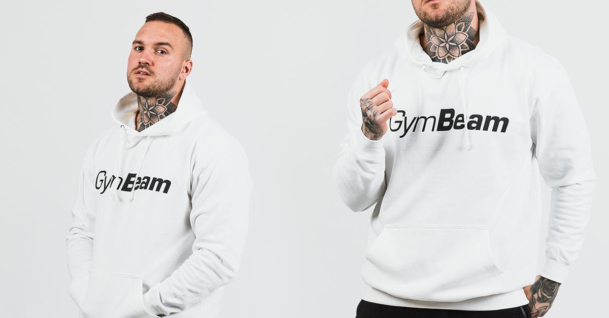 Mikina PRO Hoodie White - GymBeam