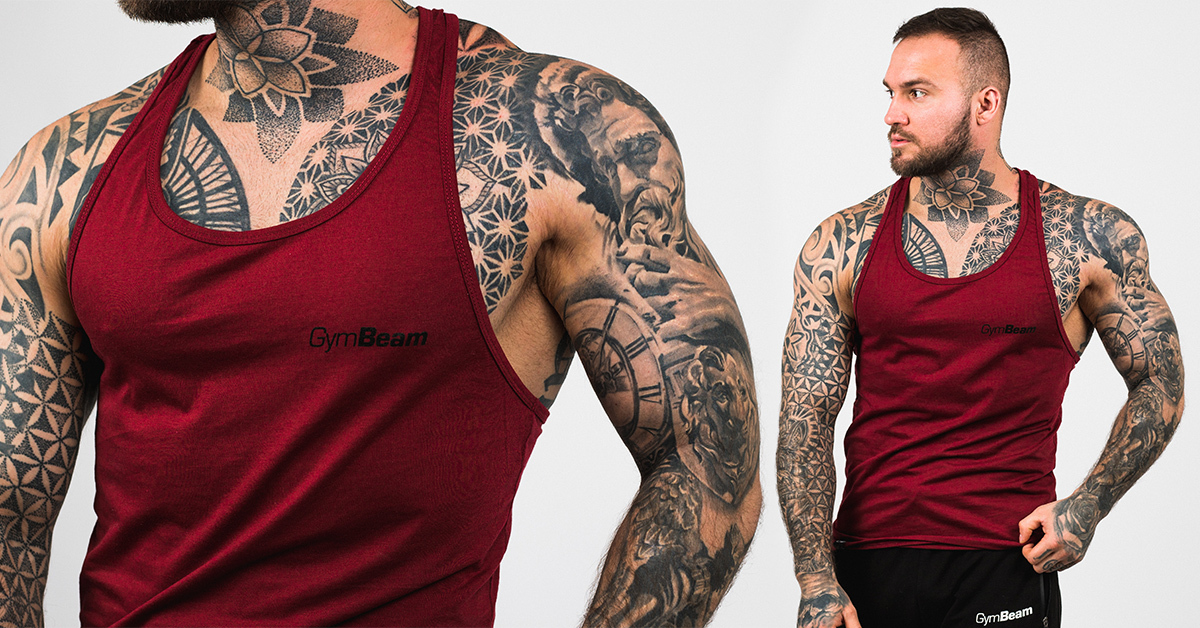 Tielko Stringer Tank Top Burgundy - GymBeam