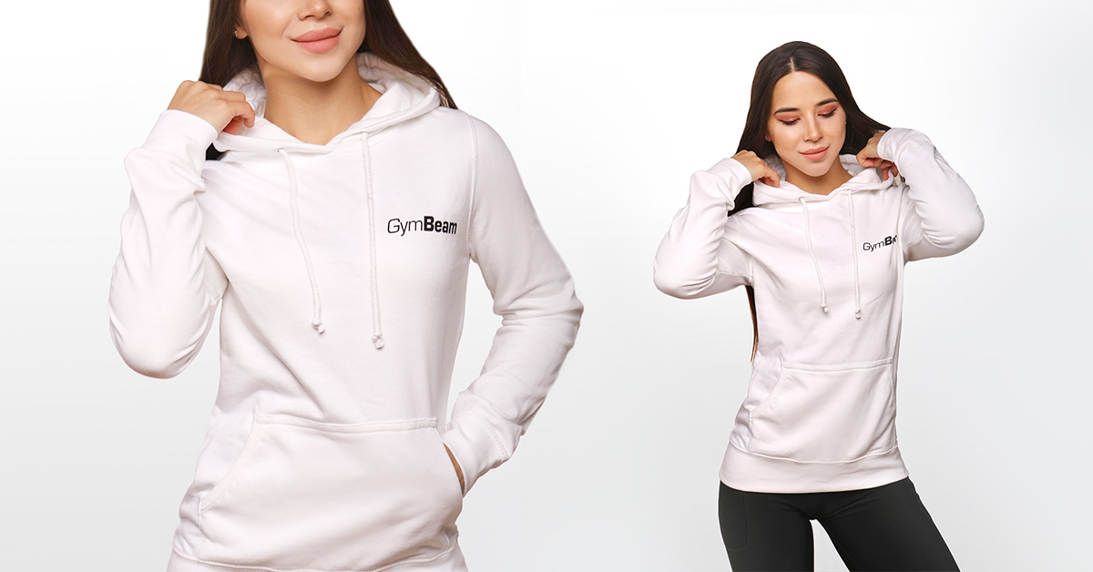 Dámska mikina PRO Hoodie White - GymBeam